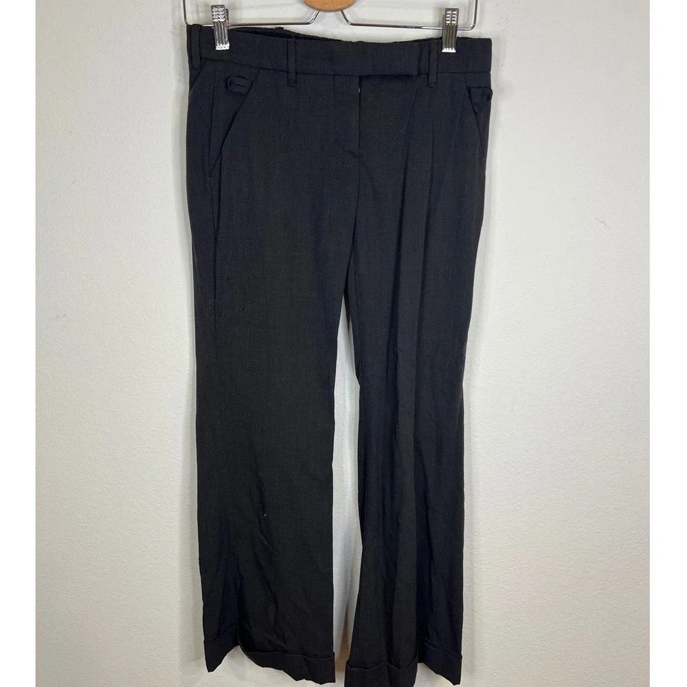 Prada Womens Trousers Cuffed Straight Leg Dark Grey Size 38